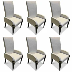 Turri Stuhlsets|6er-Stuhlset Ouvertüre Stoff Creme Matt Füße Schwarz Lackiert