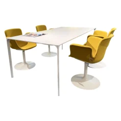 Arper Esstische|Ess- und Arbeitstisch Nuur Platte Fenix Weiß Gestell Stahl Lackiert Weiß