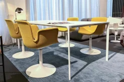 Arper Esstische|Ess- und Arbeitstisch Nuur Platte Fenix Weiß Gestell Stahl Lackiert Weiß