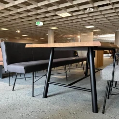 Bert Plantagie Essgruppen|Esstische|Essgruppe Berck Anise Aster Brown Eiche Astig Geölt Leder Twilight Anthrazit Gestell Lack Verkehrsschwarz