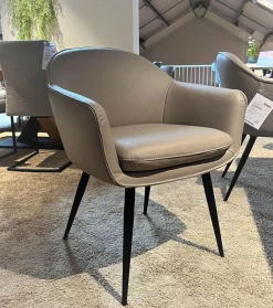 Global Essgruppen|Essgruppe Calvia Bezug Leder Bronco 85 Light Grey Grau Gestell Metall Schwarz Strukturiert Ohne Tisch