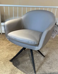 Global Essgruppen|Essgruppe Calvia Bezug Leder Bronco 85 Light Grey Grau Gestell Metall Schwarz Strukturiert Ohne Tisch