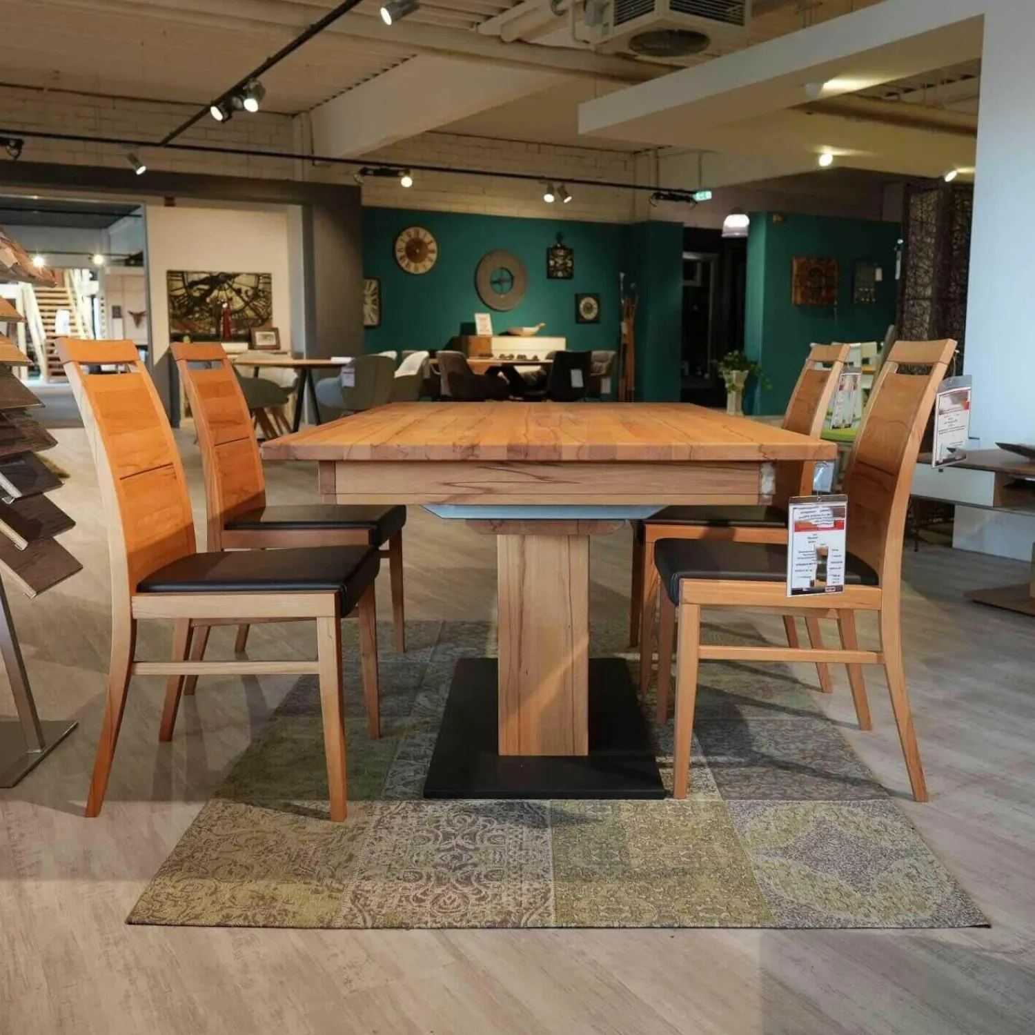 Wimmer Essgruppen|Essgruppe Casera Tisch Mit 4 Stühlen Leder Colarado Dunkelbraun