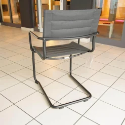 Weishäupl Essgruppen|Essgruppe Denia Platte Belattung Teak Gestell Grau-Metallic Inklusive 2 Sessel Sosta Bespannung Batyline Anthrazit