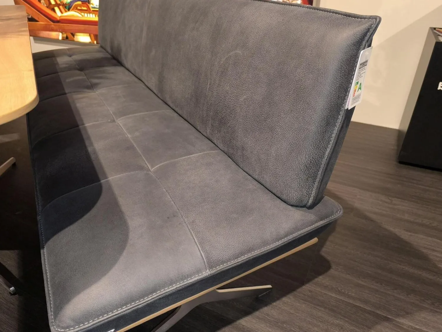 Koinor Essgruppen|Essgruppe Dining System Leder A India Omega Grau Und Leder A India Chili Rot Tisch Wildeiche Bianco Furniert Fuß Metall