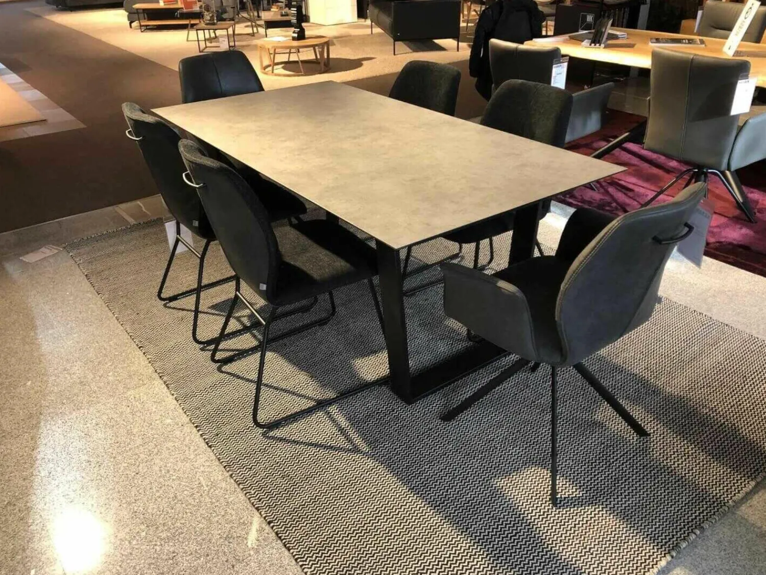 Global Essgruppen|Essgruppe Dinner 5000 Tischplatte Zementdesign mit 6 Stühlen