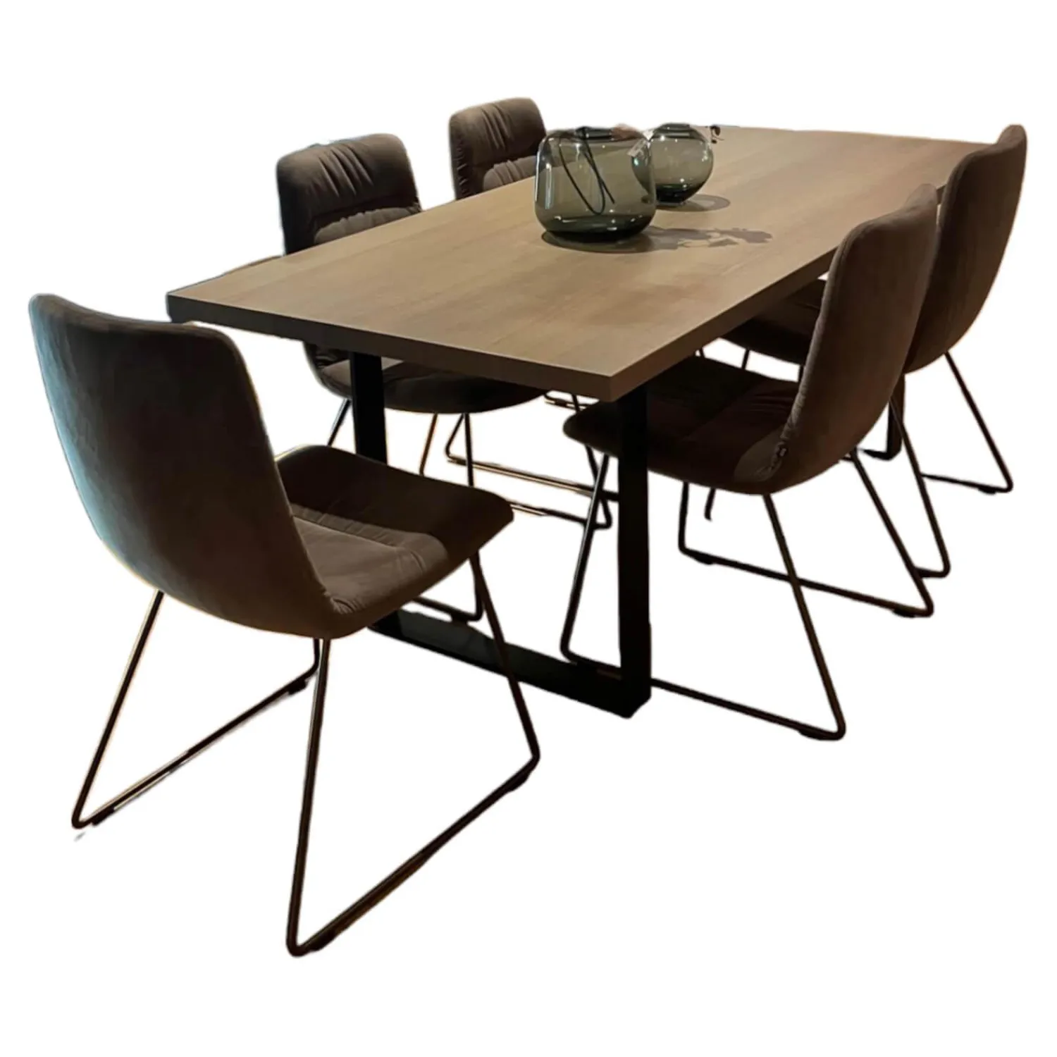 KFF Essgruppen|Essgruppe 4er-Stuhlset Arva Light Stühle Stoff Seven Liver Braun mit Tisch Schreinergefertigt