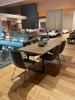 KFF Essgruppen|Essgruppe 4er-Stuhlset Arva Light Stühle Stoff Seven Liver Braun mit Tisch Schreinergefertigt