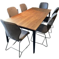 Gwinner Essgruppen|Essgruppe ET524 Kaia Tisch Nussbaum Natur mit 6 Stühle