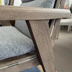B&B Italia Essgruppen|Essgruppe Gio Outdoor Teak Antique Grey Stühle Bezug Stoff Ecate Blau Weiß