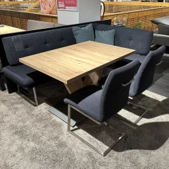 K+W Essgruppen|Essgruppe Kubic 4511 Platte Arsian Eiche Nachbildung Stoff 2250 58 Marine Blau Inklusive 2 Kissen