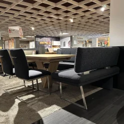 K+W Essgruppen|Essgruppe Kubic 4511 Platte Arsian Eiche Nachbildung Stoff 2250 58 Marine Blau Inklusive 2 Kissen