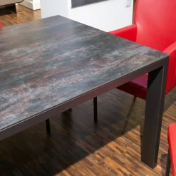 Musterring Essgruppen|Essgruppe Nova Bezug Leder Tendens Paprika Rot Tischplatte Keramik Onix Darknight