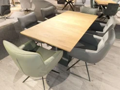 MCA Essgruppen|Essgruppe Paritta Limone 2 Stühle Leder Anthrazit Und Olive Grün Tisch Balkeneiche Massiv Gestell Metall Schwarz