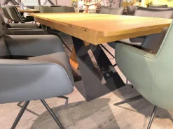 MCA Essgruppen|Essgruppe Paritta Limone 2 Stühle Leder Anthrazit Und Olive Grün Tisch Balkeneiche Massiv Gestell Metall Schwarz