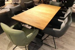 MCA Essgruppen|Essgruppe Paritta Limone 2 Stühle Leder Anthrazit Und Olive Grün Tisch Balkeneiche Massiv Gestell Metall Schwarz