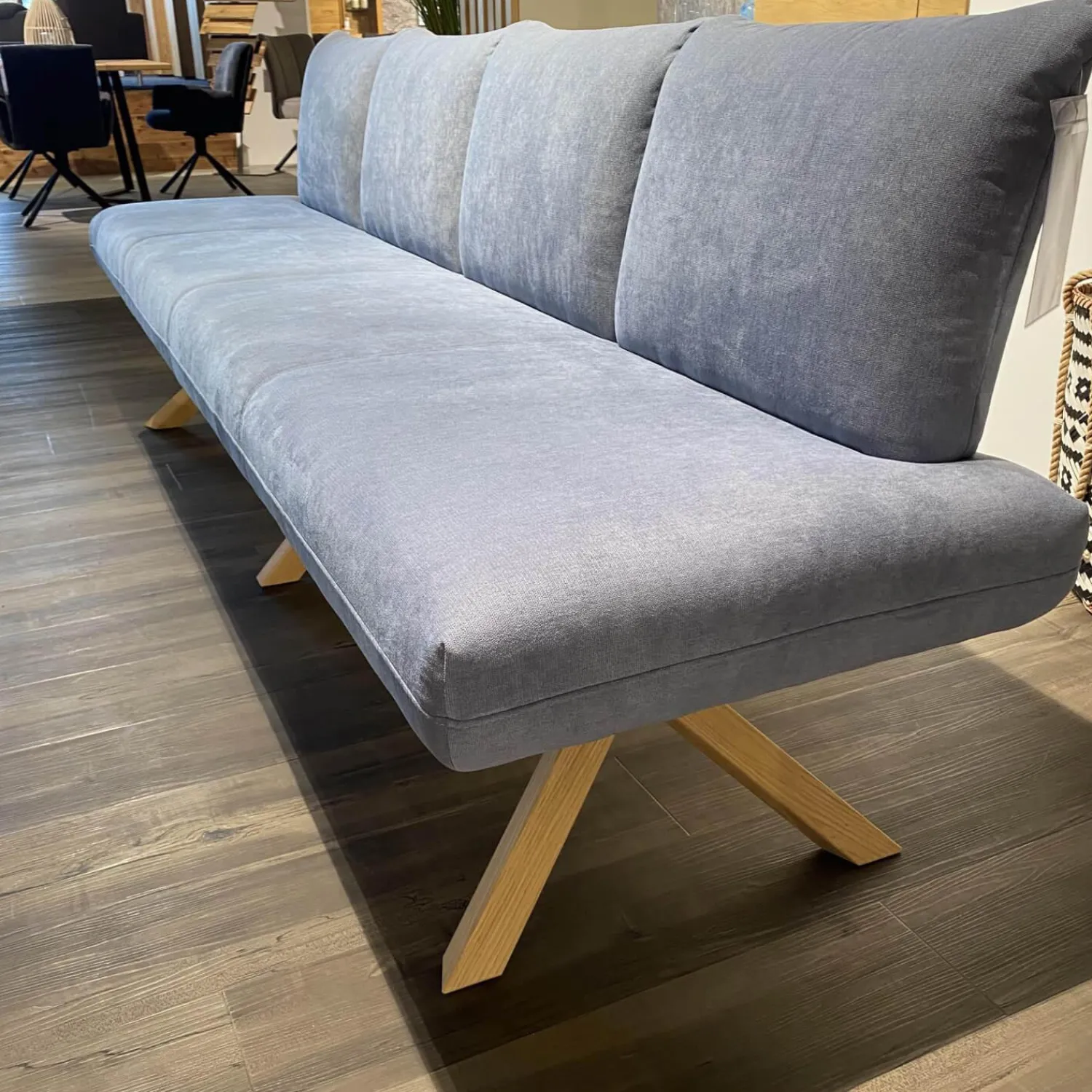 Wimmer Essgruppen|Essgruppe Signatura In Rustikal Asteiche Bianco Polsterbezug Grau Blau Mit 3 Stühlen Milo