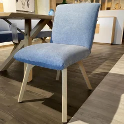 Wimmer Essgruppen|Essgruppe Signatura In Rustikal Asteiche Bianco Polsterbezug Grau Blau Mit 3 Stühlen Milo