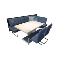 K+W Essgruppen|Essgruppe Step Two 343021 Bank Und Stuhl Stoff 2255 58 Marine Blau Tisch Arsian Eiche Nachbildung
