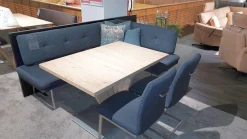 K+W Essgruppen|Essgruppe Step Two 343021 Bank Und Stuhl Stoff 2255 58 Marine Blau Tisch Arsian Eiche Nachbildung