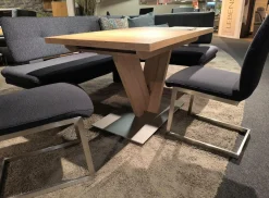 K+W Essgruppen|Essgruppe Step Two 343021 Bank Und Stuhl Stoff 2255 58 Marine Blau Tisch Arsian Eiche Nachbildung