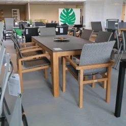 Stern Essgruppen|Essgruppe Teak Tischplatte Dektron Farbe Lava Anthrazit