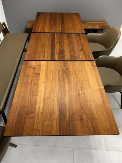 Wimmer Essgruppen|Essgruppe Terso Esstisch Nussbaum Rustikal Massiv 3 Stuhlsessel 1 Bank Leder Colorado Pistazie