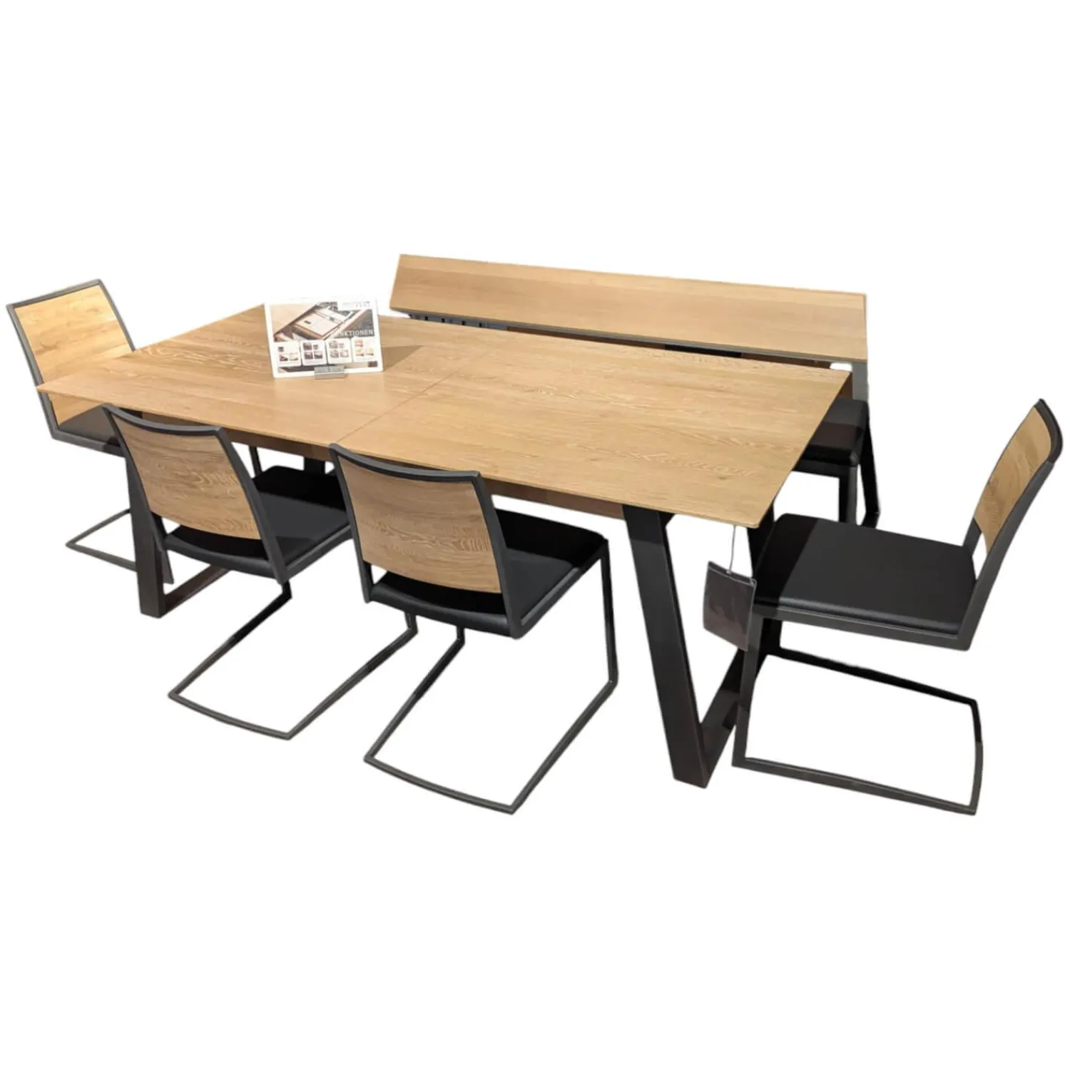 Wimmer Essgruppen|Essgruppe Terso Rustikale Asteiche Massiv Bianco Leder Colorado Anthrazit