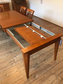 Selva Essgruppen|Essgruppe Tisch 3282 Kirschbaumfarbig Antik Mit Auszug Inklusive 6 Stühlen Milano Kirschbaumfarbig Antik Sitzbezug Stoff S3021 Musterung Beige Schwarz