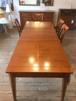 Selva Essgruppen|Essgruppe Tisch 3282 Kirschbaumfarbig Antik Mit Auszug Inklusive 6 Stühlen Milano Kirschbaumfarbig Antik Sitzbezug Stoff S3021 Musterung Beige Schwarz