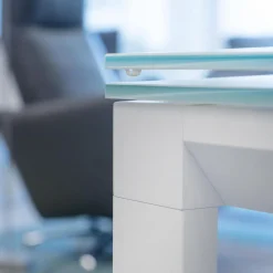 Bonaldo Essgruppen|Essgruppe Tisch Chat Lack Weiß Glas Weiß Ausziehbar mit 4 Stühlen Weiß