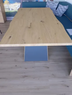 Voglauer Essgruppen|Essgruppe Vtektura Living Tisch Wildeiche Rustiko Schwarz Bank Und Stühle Stoff Select Mineralblau Und Schwarz Gestell Metall