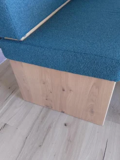 Voglauer Essgruppen|Essgruppe Vtektura Living Tisch Wildeiche Rustiko Schwarz Bank Und Stühle Stoff Select Mineralblau Und Schwarz Gestell Metall