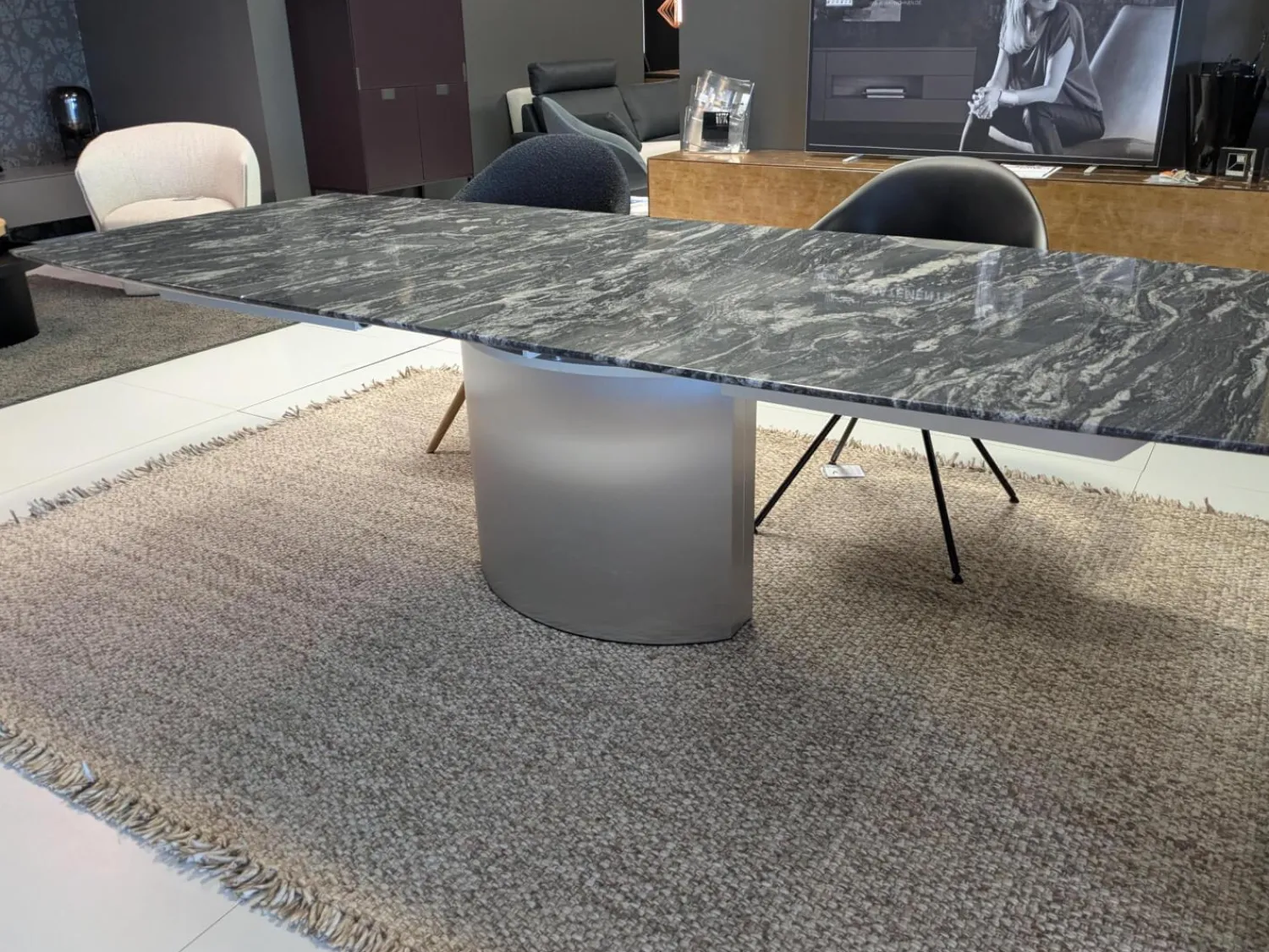 Draenert Esstische|Esstisch 1224 Adler II Paradiso Aktion Steinplatte Fuß Edelstahl Poliert mit Auszug