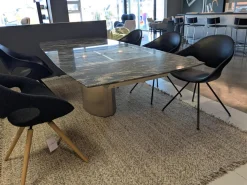 Draenert Esstische|Esstisch 1224 Adler II Paradiso Aktion Steinplatte Fuß Edelstahl Poliert mit Auszug