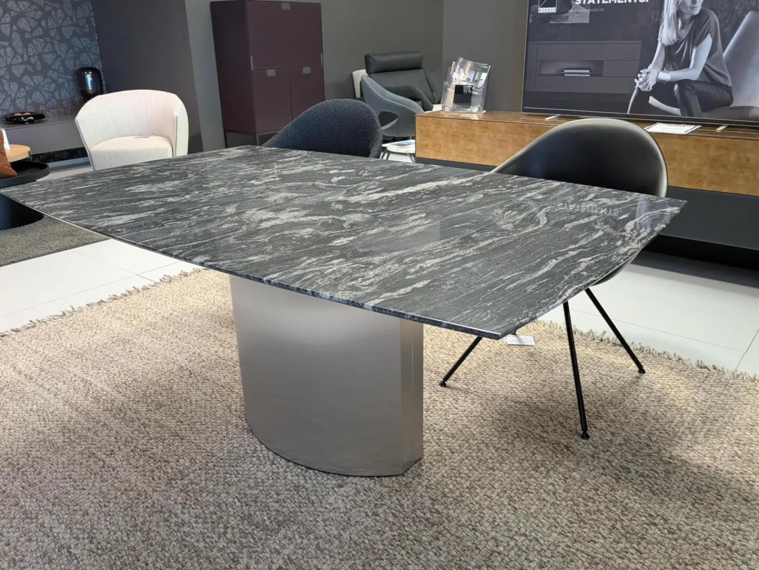 Draenert Esstische|Esstisch 1224 Adler II Paradiso Aktion Steinplatte Fuß Edelstahl Poliert mit Auszug