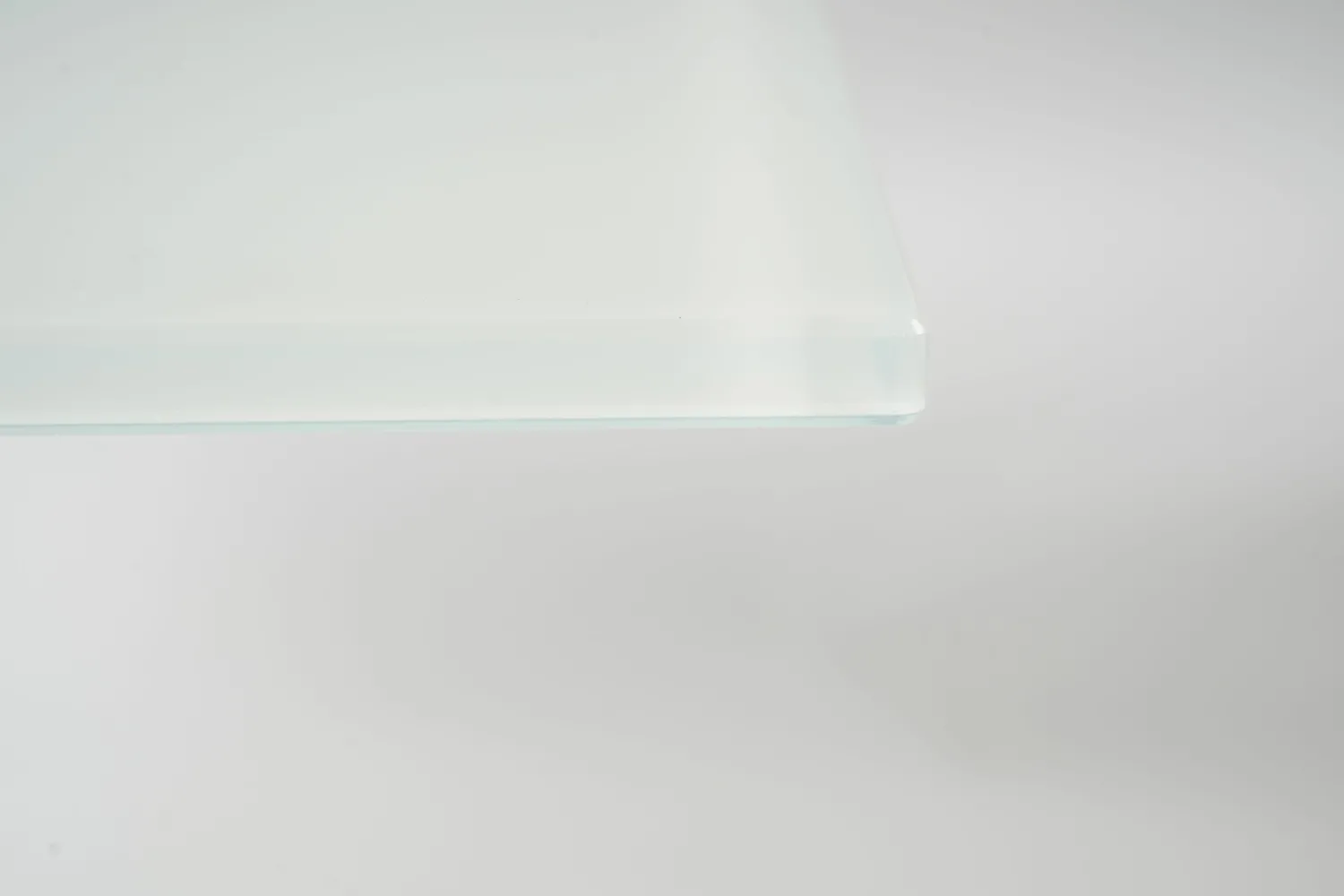 Draenert Esstische|Esstisch 1010 Lift IV Satiniertes Weissglas Bodenplatte Matt-Chrom