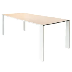 Draenert Esstische|Esstisch 1420 Madison Platte Weißglas Satiniert Gestell Stahlblech Weiß Lackiert Mit Auszug