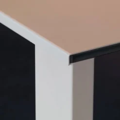 Draenert Esstische|Esstisch 1420 Madison Platte Weißglas Satiniert Gestell Stahlblech Weiß Lackiert Mit Auszug