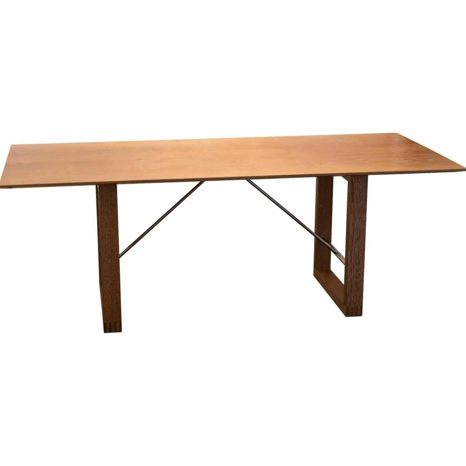 Boxler Esstische|Esstisch 120 Pergola Eiche Gekalkt Verstrebung Edelstahl Poliert