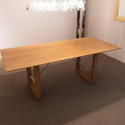 Boxler Esstische|Esstisch 120 Pergola Eiche Gekalkt Verstrebung Edelstahl Poliert