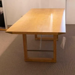 Boxler Esstische|Esstisch 120 Pergola Eiche Gekalkt Verstrebung Edelstahl Poliert