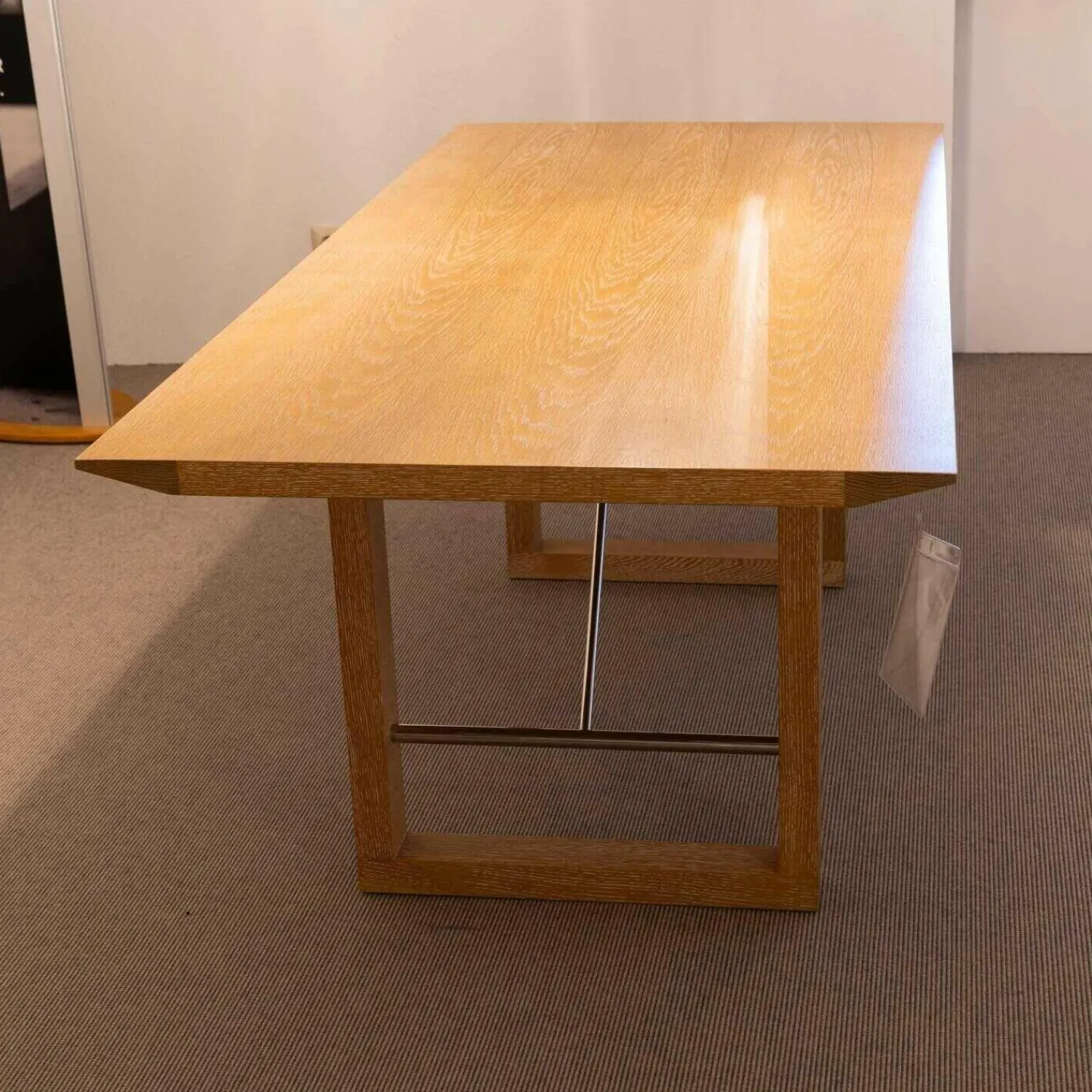 Boxler Esstische|Esstisch 120 Pergola Eiche Gekalkt Verstrebung Edelstahl Poliert