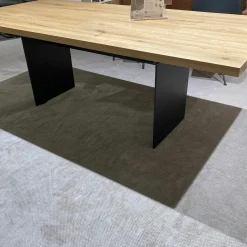 Contur Esstische|Esstisch 3110.1.2.220.1 Platte Astige Eiche Gestell Rohstahl Schwarz Mit 2 Klappeinlagen