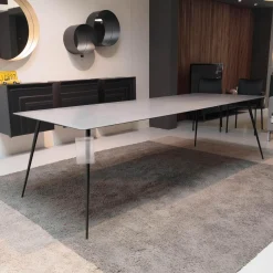 Extendo Esstische|Esstisch Spillo Platte Portland Grau Gestell Schwarz