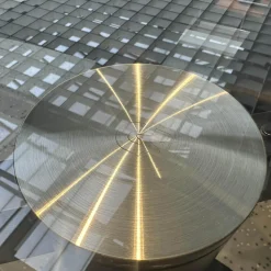 Draenert Esstische|Esstisch 1136 Titan Platte Glas Klar Bombiert Sockel 4 Stahl Schwarz Beschichtet Bombiert