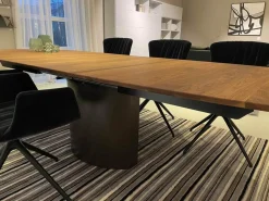 Draenert Esstische|Esstisch Adler 1224 Platte Amerikanischer Nussbaum Natur Gewachst Sockel Oval Bronze Mit Auszug Und Rollen