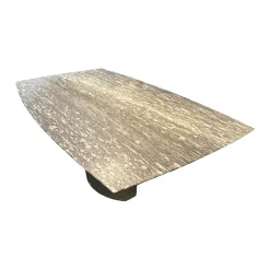 Draenert Esstische|Esstisch Adler 1224 Platte Gneis Grigio Beola Grau Geledert Sockel 2 Oval Edelstahl Matt Geschliffen Ohne Rollen