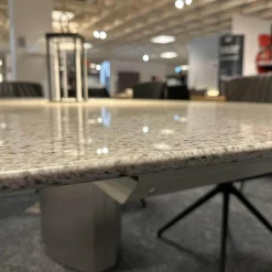 Draenert Esstische|Esstisch Adler 1224 Platte Granit Polar Poliert Grau Sockel Oval Edelstahl Matt Geschliffen Ohne Rollen