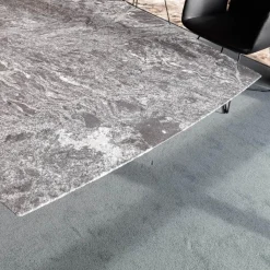 Draenert Esstische|Esstisch Adler ll Platte Gneis Silver Paradiso Grau Geledert Sockel Oval Schwarz Beschichtet Ohne Rollen